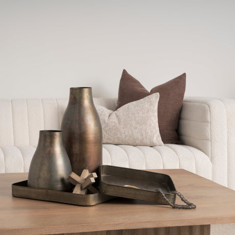 Varun Square Antiqued Brass Metal Tray (Set of 2) by Mercana at Eve Furniture