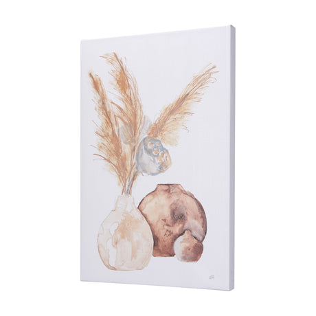 Vase Gray Lotus Pods by Mercana Studio a Hand Embellished Textured Canvas by Mercana at Eve Furniture