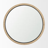 Vasie Black Wood w/ Jute Round Mirror by Mercana at Eve Furniture