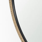 Vasie Black Wood w/ Jute Round Mirror by Mercana at Eve Furniture