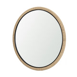 Vasie Black Wood w/ Jute Round Mirror by Mercana at Eve Furniture