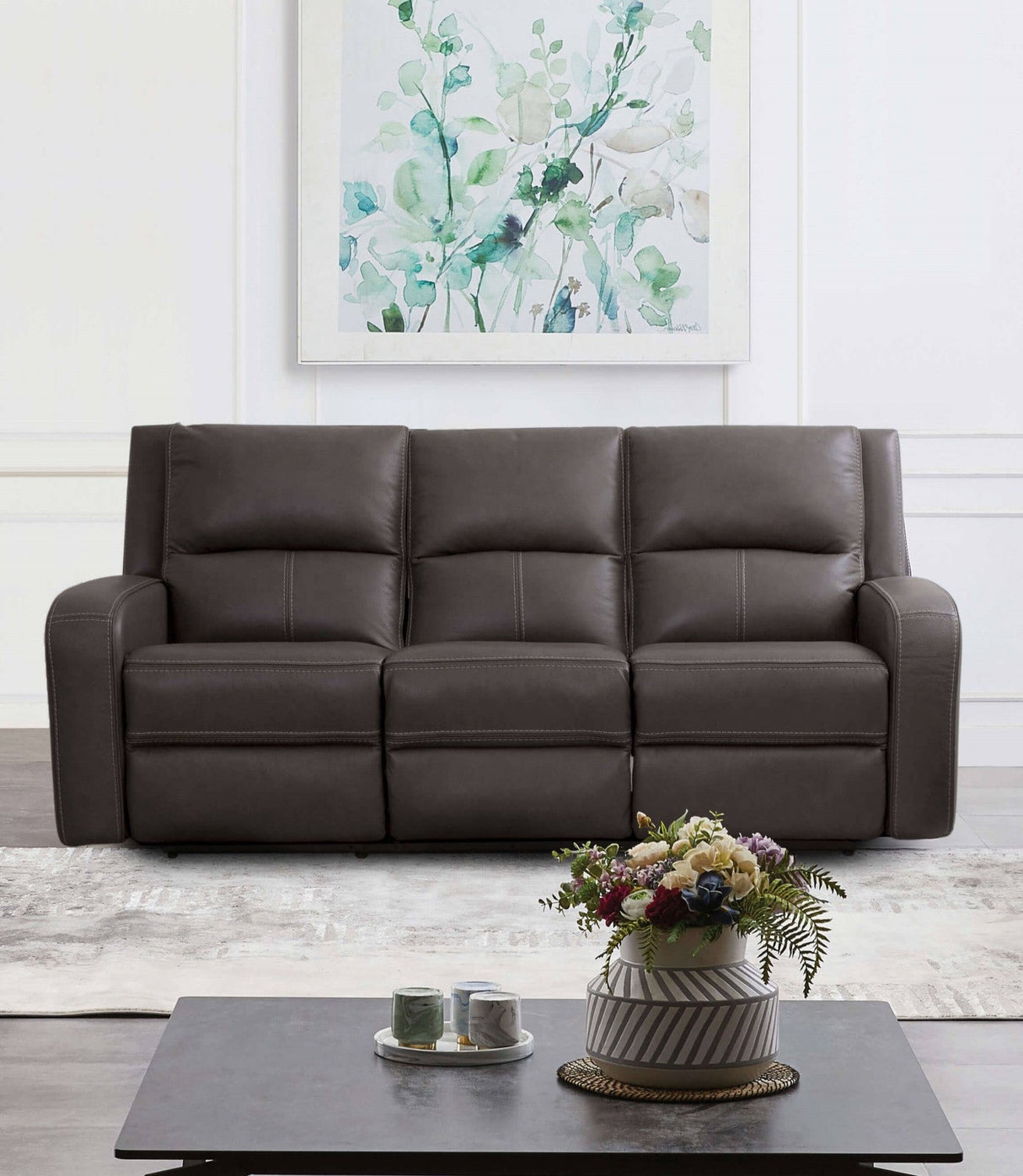 Vasilios Gray Leatherette Power Reclining Sofa & Loveseat by Furniture of America at Eve Furniture