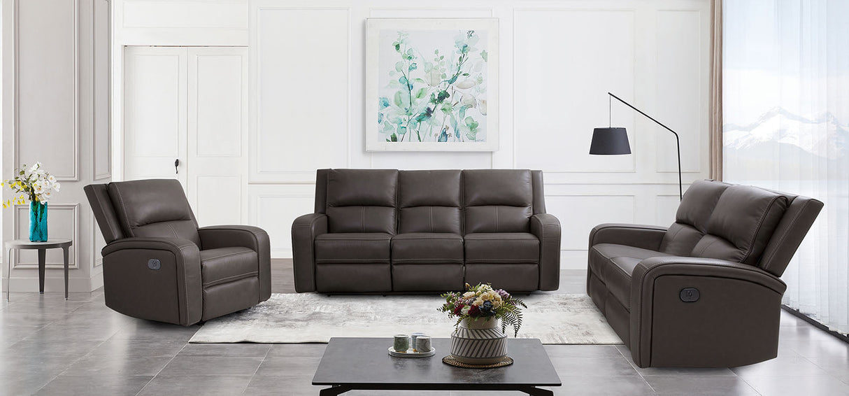 Vasilios Gray Leatherette Power Reclining Sofa & Loveseat by Furniture of America at Eve Furniture