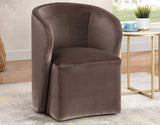 Vaughn 5-Piece Dining Room Set with Annie Barrel Chocolate Velvet Chairs by Steve Silver at Eve Furniture