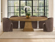 Vaughn 5-Piece Dining Room Set with Annie Barrel Chocolate Velvet Chairs by Steve Silver at Eve Furniture