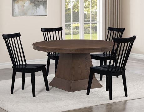 Vaughn Coffee/Black 5-Piece 60-96″ w/2-18 Leaves Dining Set by Steve Silver at Eve Furniture