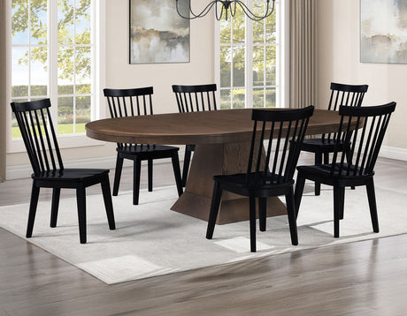 Vaughn Coffee/Black 5-Piece 60-96″ w/2-18 Leaves Dining Set by Steve Silver at Eve Furniture