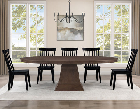 Vaughn Coffee/Black 5-Piece 60-96″ w/2-18 Leaves Dining Set by Steve Silver at Eve Furniture