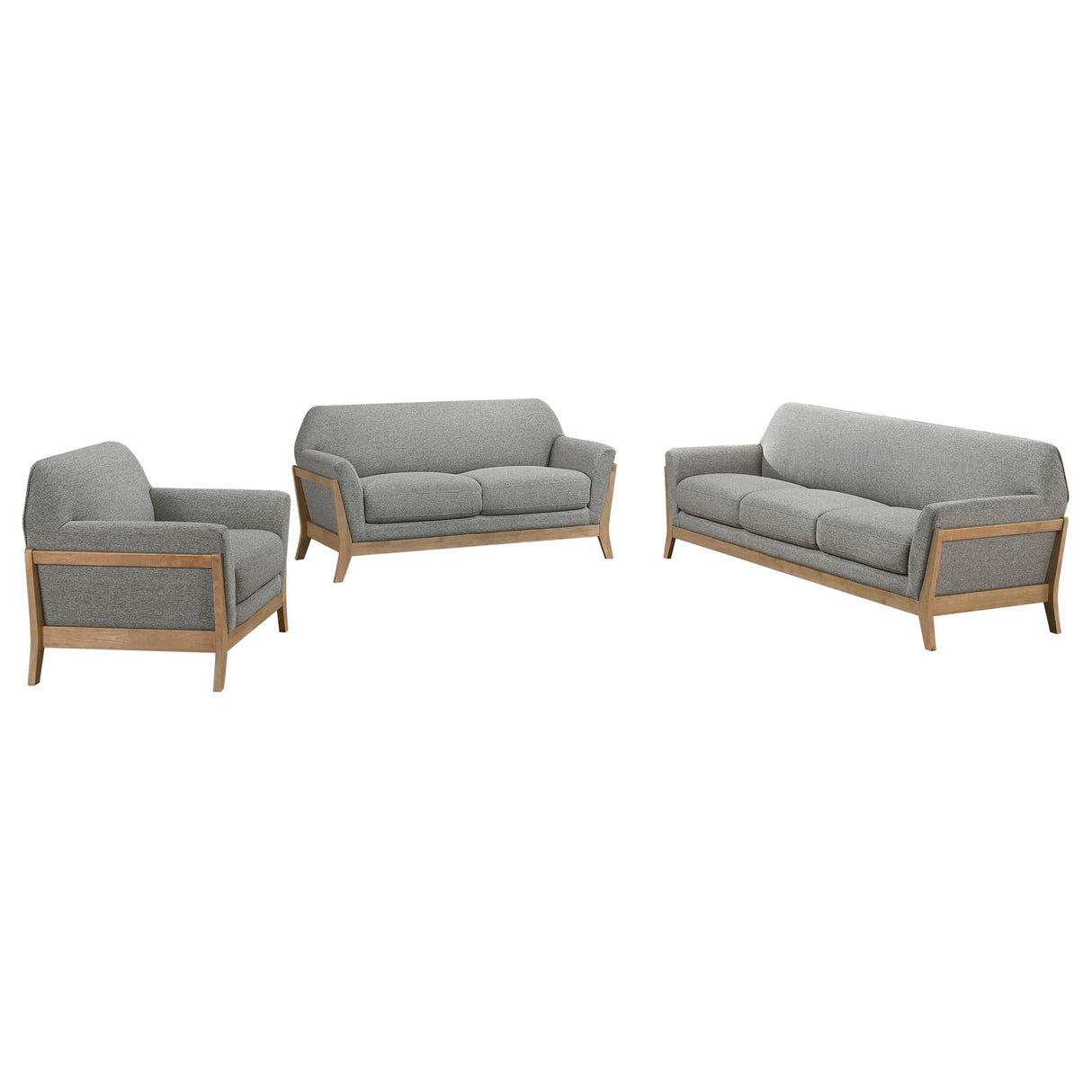 Vaughn 3-piece Fabric Upholstered Flared Arm Sofa Set Grey by Coaster at Eve Furniture