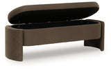 Vavuniya Brown Storage Bench by Ashley at Eve Furniture