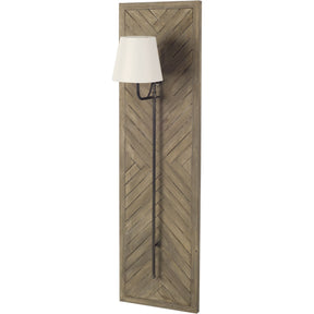 Vector Brown Wooden Body Copper Metal Rectangular Wall Sconce by Mercana at Eve Furniture
