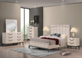 Veda Chalk King Panel Bed by Crown Mark at Eve Furniture