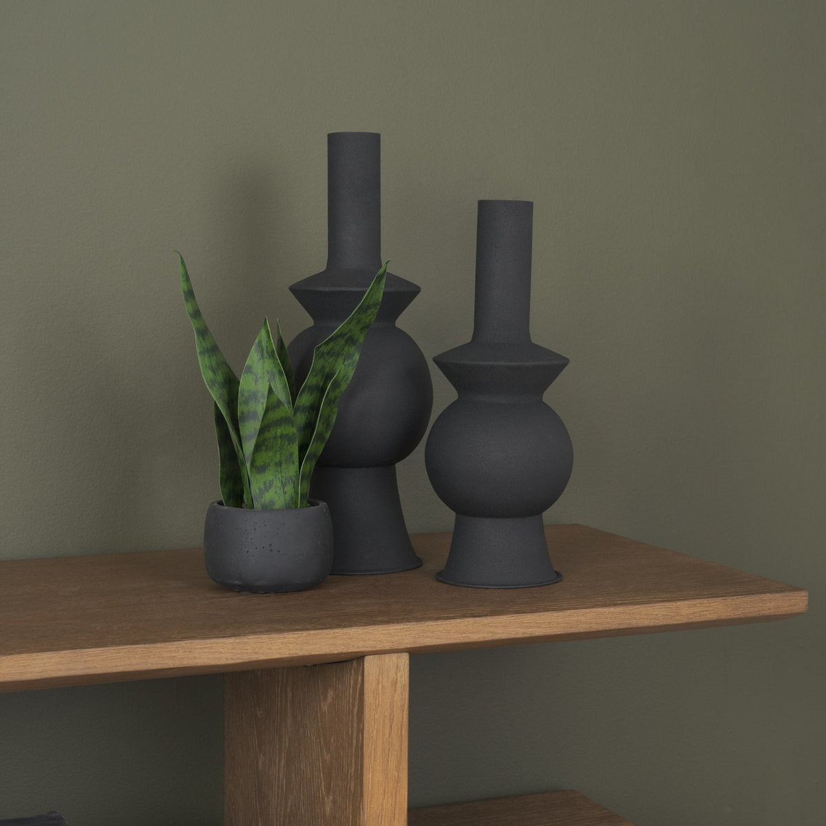 Veda Large Black Metal Geometric Vase by Mercana at Eve Furniture