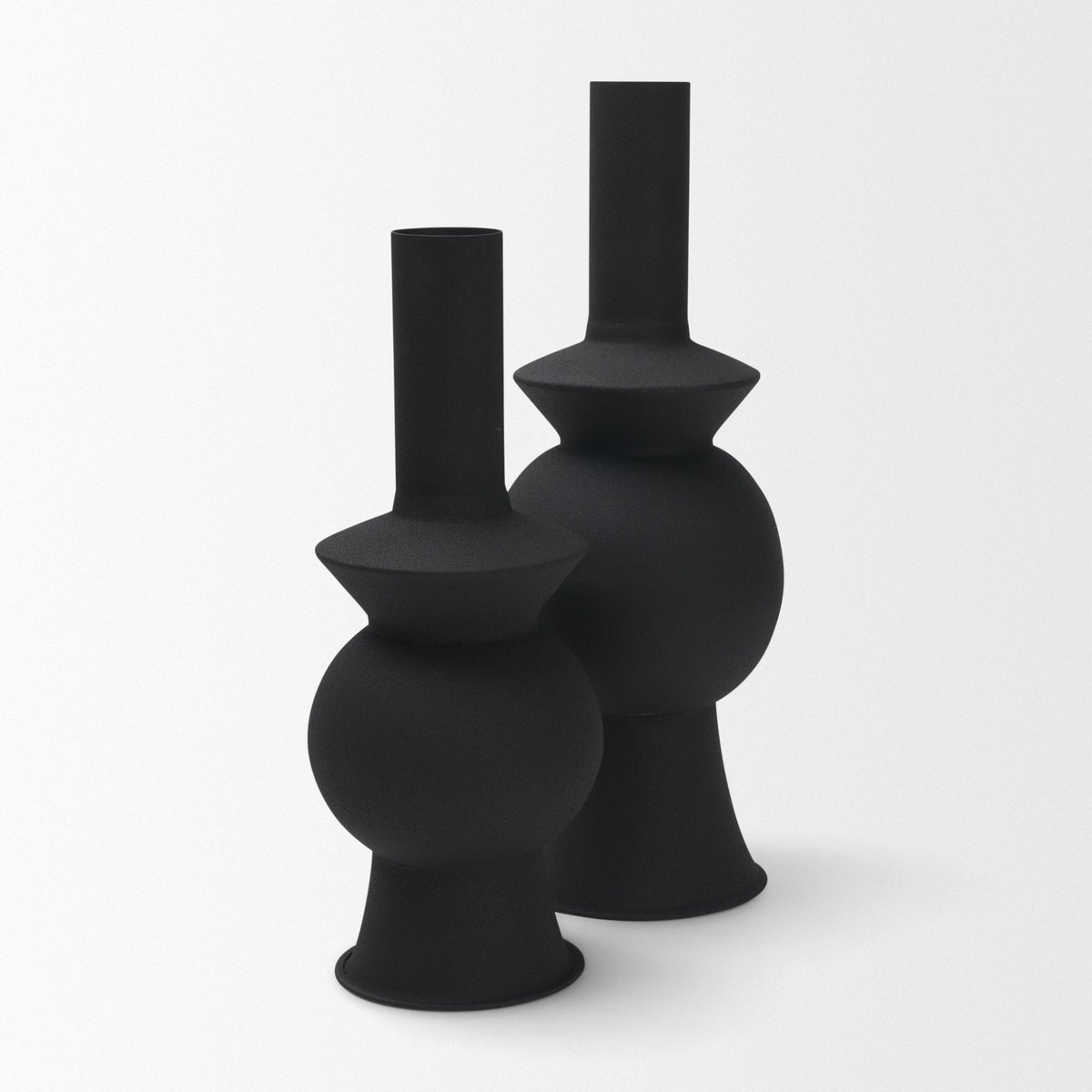 Veda Large Black Metal Geometric Vase by Mercana at Eve Furniture
