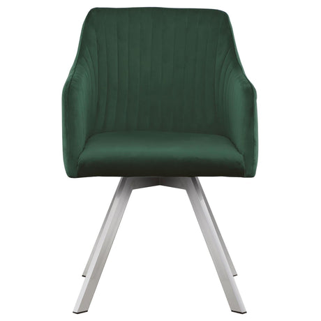 Veena Chrome and Green Round Dining Room Set with Swivel Chairs by Coaster at Eve Furniture