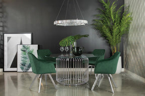 Veena Chrome and Green Round Dining Room Set with Swivel Chairs by Coaster at Eve Furniture