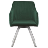 Veena Chrome/Green 5-Piece Round Dining Set with Swivel Chairs by Coaster at Eve Furniture