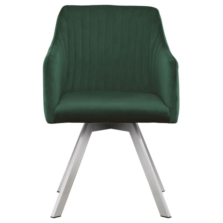 Veena Chrome/Green 5-Piece Round Dining Set with Swivel Chairs by Coaster at Eve Furniture