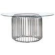 Veena Clear and Chrome Round Glass Top Dining Table by Coaster at Eve Furniture