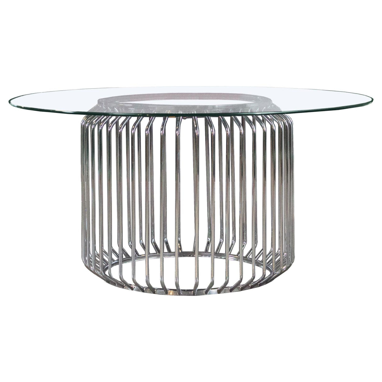 Veena Round Glass Top Dining Table Clear and Chrome