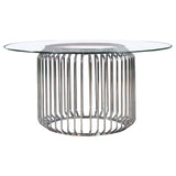 Veena Round Glass Top Dining Table Clear and Chrome