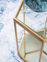 Veerwick Gold Finish Accent Coffee Table by Ashley at Eve Furniture