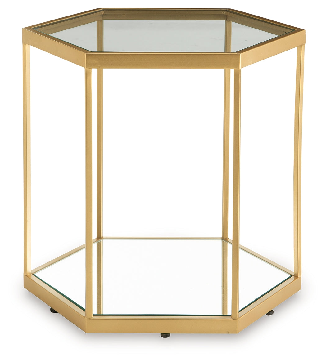 Veerwick Gold Finish Accent Coffee Table by Ashley at Eve Furniture