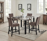Vega Black and Brown Faux Marble Counter Height Set by Crown Mark at Eve Furniture
