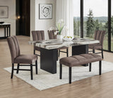 Vega Black Faux Marble Dining Table by Crown Mark at Eve Furniture