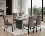 Vega Black/Brown Faux Marble Dining Set by Crown Mark at Eve Furniture