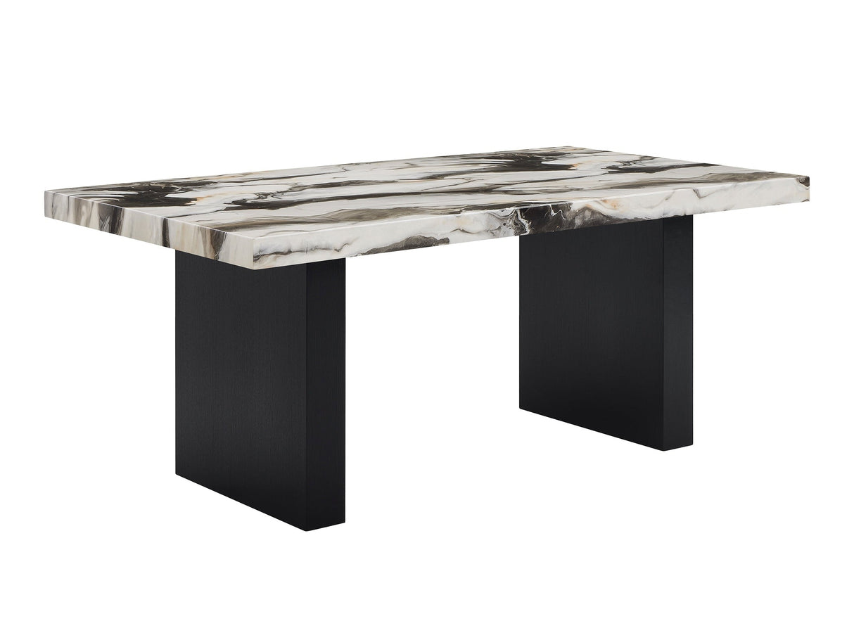 Vega Black/Brown Faux Marble Dining Set by Crown Mark at Eve Furniture