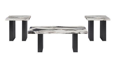Vega Brown/Black Faux Marble 3-Piece Cocktail Set by Crown Mark at Eve Furniture