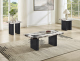Vega Brown/Black Faux Marble 3-Piece Cocktail Set by Crown Mark at Eve Furniture