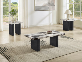Vega Brown/Black Faux Marble 3-Piece Cocktail Set by Crown Mark at Eve Furniture