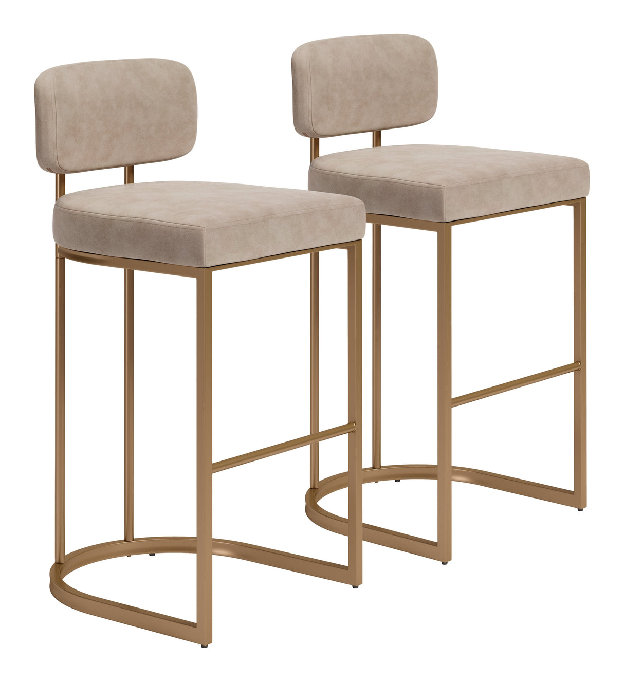Velar Beige & Bronze Barstool (Set of 2) by Zuomod at Eve Furniture