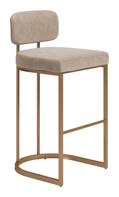 Velar Beige & Bronze Barstool (Set of 2) by Zuomod at Eve Furniture