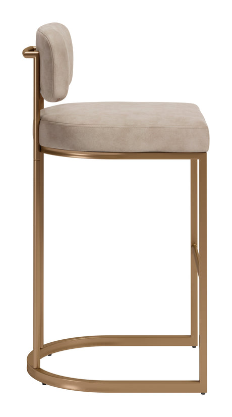 Velar Beige & Bronze Barstool (Set of 2) by Zuomod at Eve Furniture