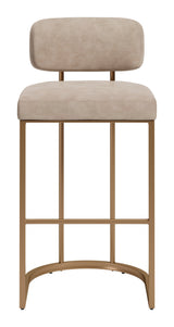Velar Beige & Bronze Barstool (Set of 2) by Zuomod at Eve Furniture