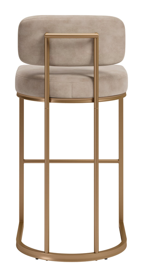 Velar Beige & Bronze Barstool (Set of 2) by Zuomod at Eve Furniture