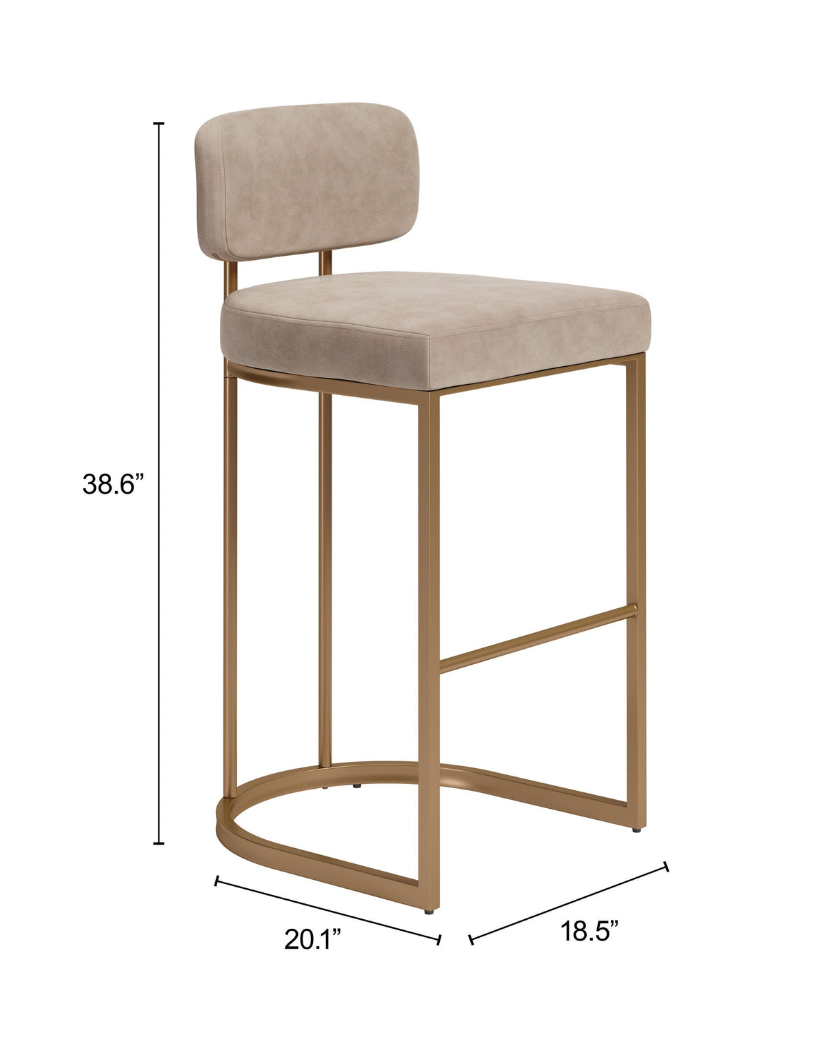 Velar Beige & Bronze Barstool (Set of 2) by Zuomod at Eve Furniture