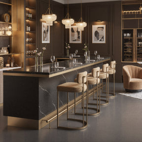 Velar Beige & Bronze Barstool (Set of 2) by Zuomod at Eve Furniture