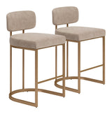 Velar Beige & Bronze Counter Stool (Set of 2) by Zuomod at Eve Furniture