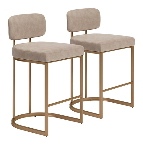 Velar Beige & Bronze Counter Stool (Set of 2) by Zuomod at Eve Furniture
