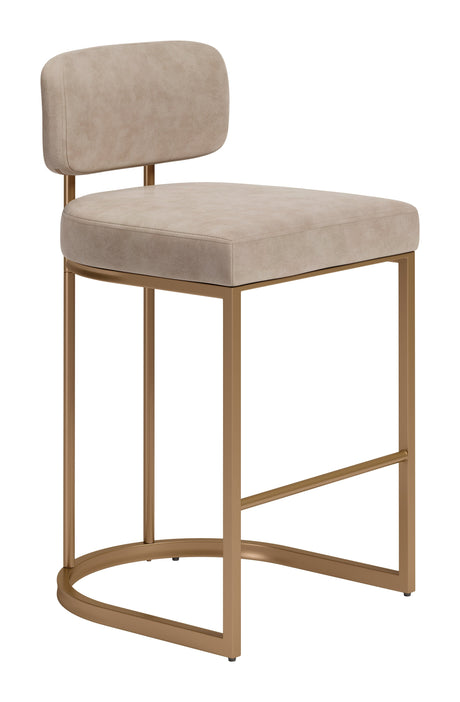 Velar Beige & Bronze Counter Stool (Set of 2) by Zuomod at Eve Furniture