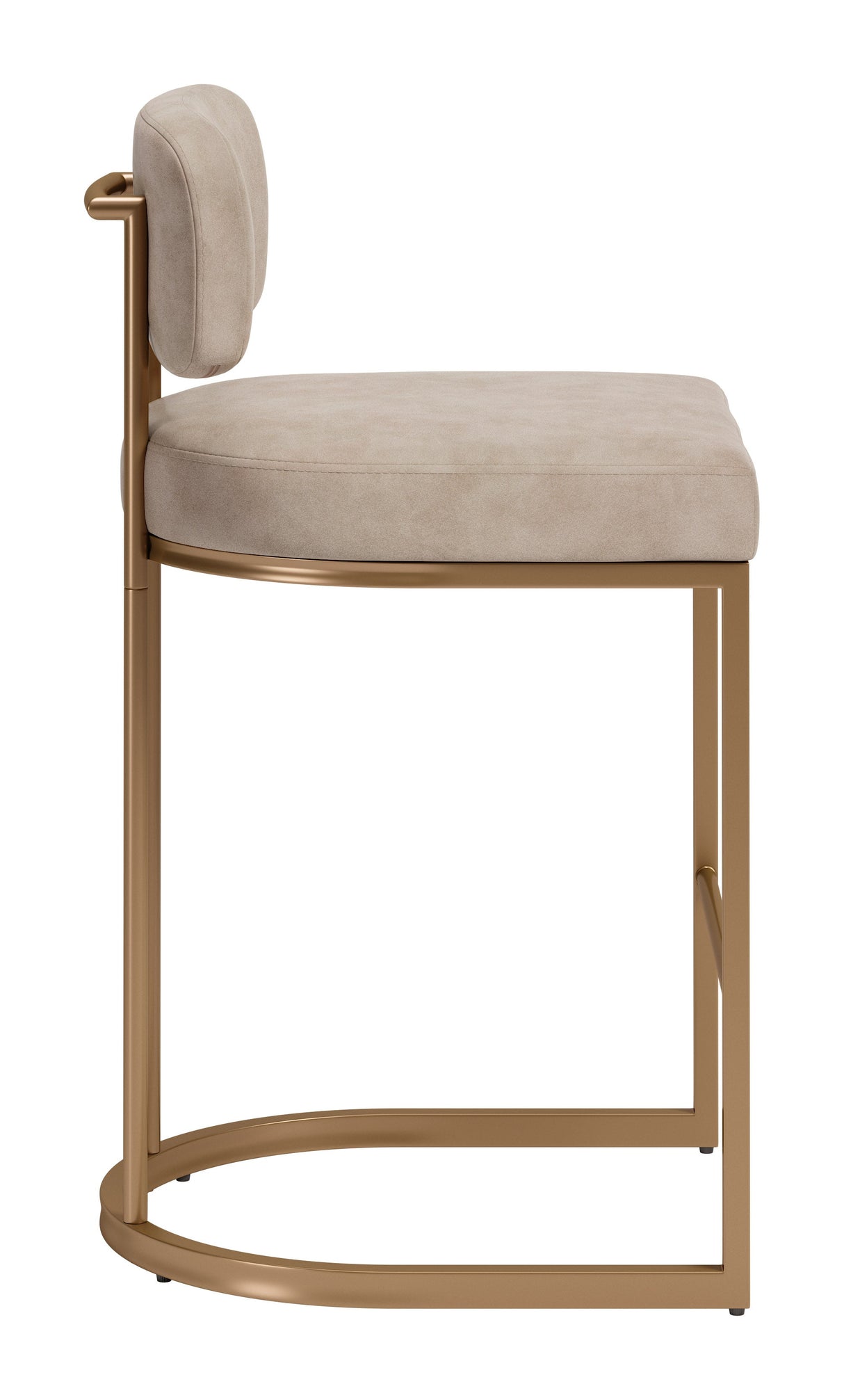 Velar Beige & Bronze Counter Stool (Set of 2) by Zuomod at Eve Furniture