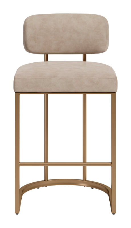 Velar Beige & Bronze Counter Stool (Set of 2) by Zuomod at Eve Furniture