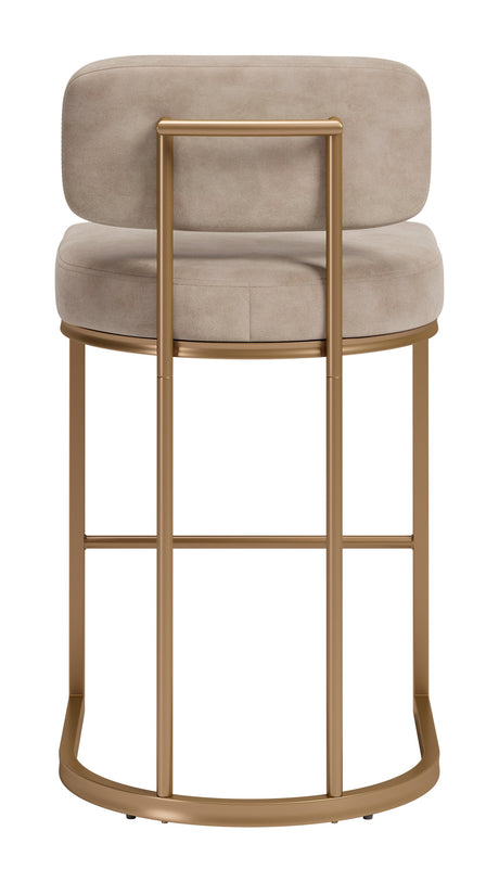 Velar Beige & Bronze Counter Stool (Set of 2) by Zuomod at Eve Furniture
