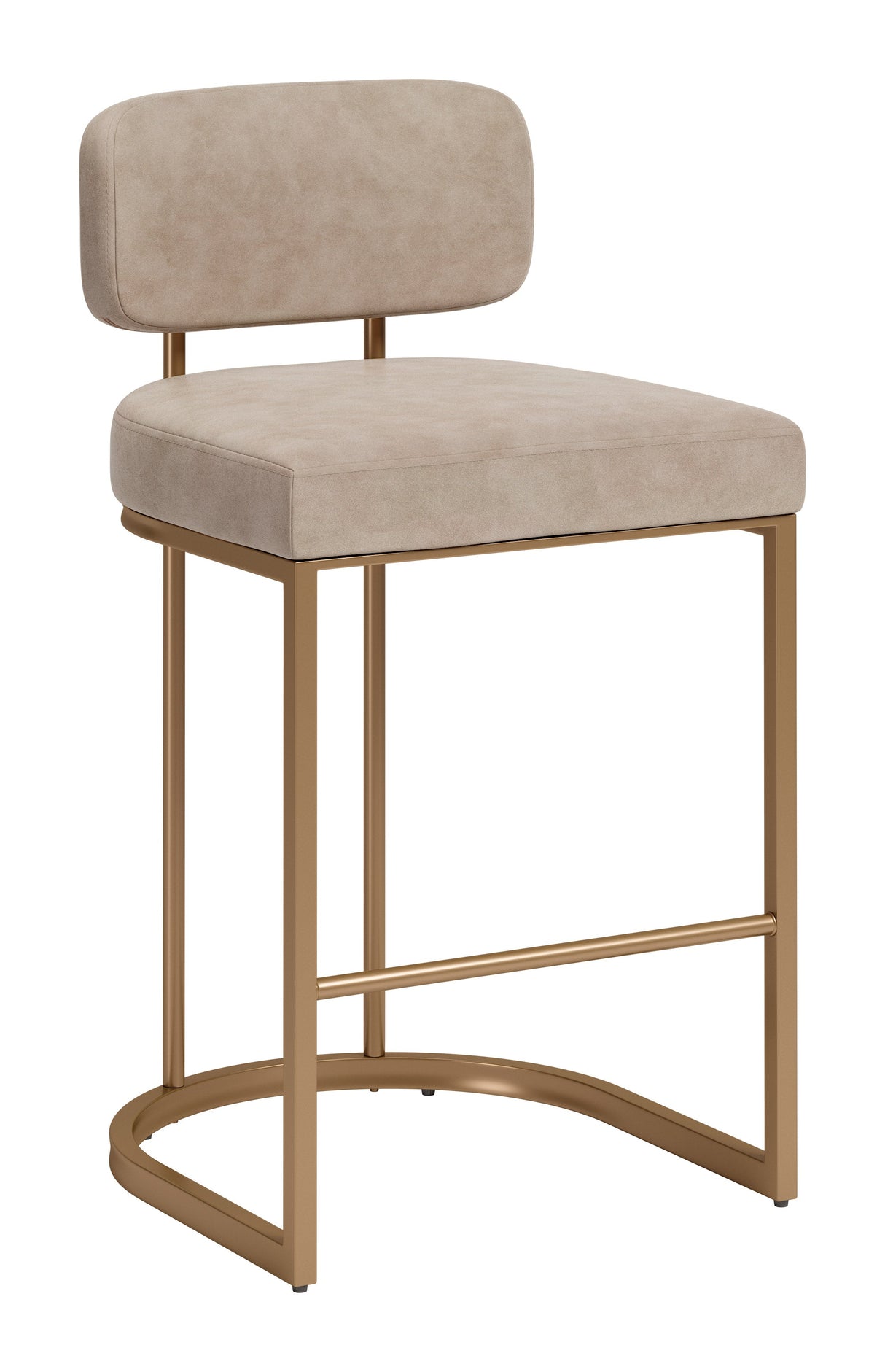Velar Beige & Bronze Counter Stool (Set of 2) by Zuomod at Eve Furniture