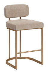 Velar Beige & Bronze Counter Stool (Set of 2) by Zuomod at Eve Furniture