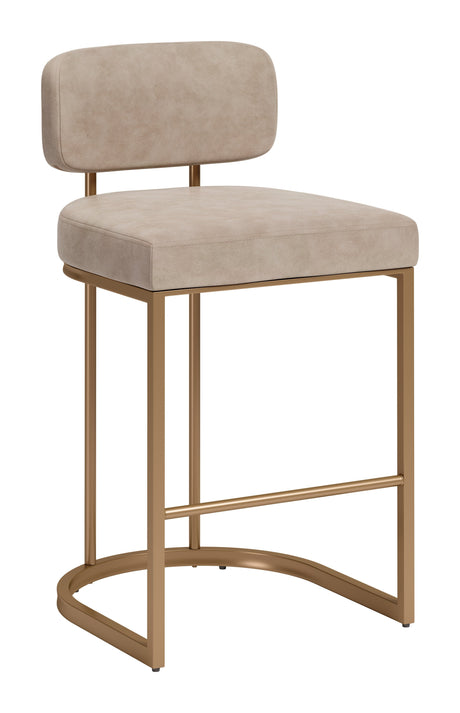 Velar Beige & Bronze Counter Stool (Set of 2) by Zuomod at Eve Furniture
